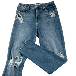 Good American Good Waist Snake Pocket Skinny Jeans Women's 14 Medium Wash Ripped